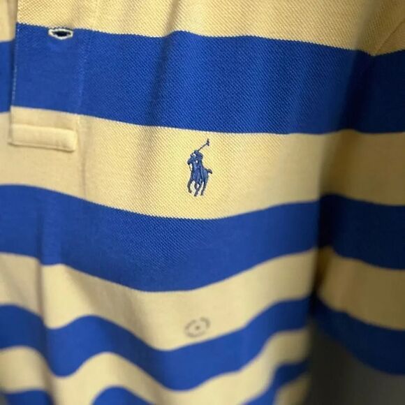 NWT Polo Ralph Lauren Classic Rugby Blue and Yellow Polo Medium Shirt #M14 - Picture 3 of 7